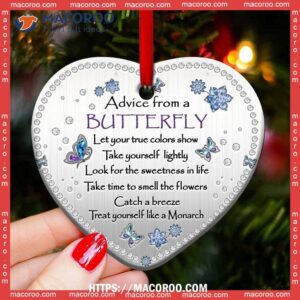 Butterfly Advice So Colorful Heart Ceramic Ornament, Butterfly Xmas Ornaments