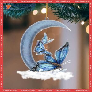 Butterfly Blue Moon Hanging Flat Custom-shaped Christmas Acrylic Ornament