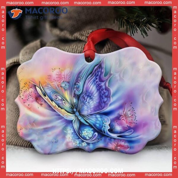 Butterfly Color Art Romantic Metal Ornament, Butterfly Ornament 2023