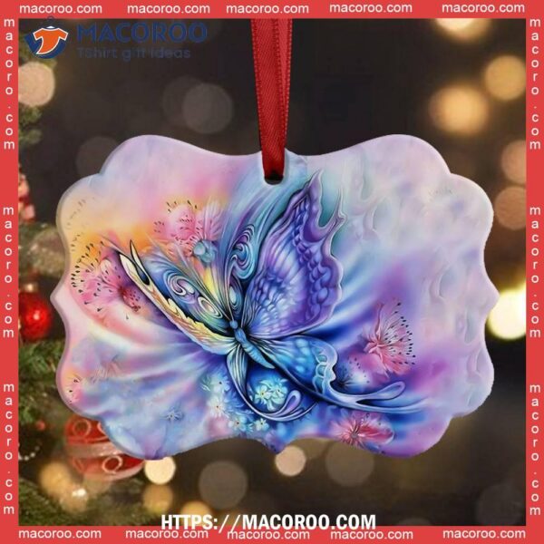 Butterfly Color Art Romantic Metal Ornament, Butterfly Ornament 2023