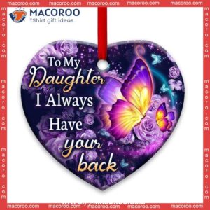 Butterfly Daughter I Always Have You Back Heart Ceramic Ornament, Butterfly Christmas Ornaments
