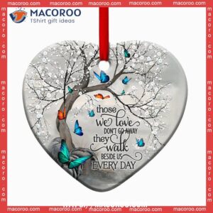 Butterfly Memorial Jewelry Style Heart Ceramic Ornament, Hallmark Butterfly Ornament