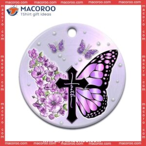 butterfly faith purple floral circle ceramic ornament butterfly garden ornaments 0