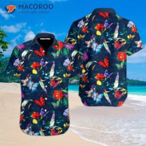 Butterfly Flower Blue Hawaiian Shirt