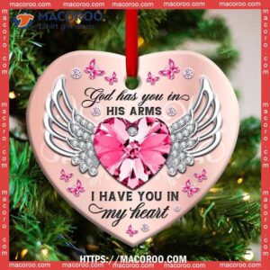 Butterfly Memorial God Has You In His Arms Heart Ceramic Ornament, White Butterfly Ornament