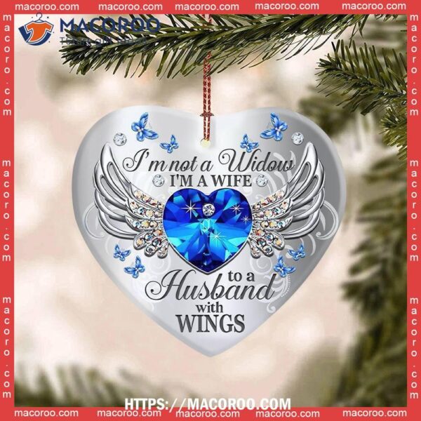 Butterfly My Husband Has Wings Heart Ceramic Ornament, Butterfly Ornament Set