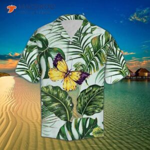 Butterfly Palm Green Leaf Hawaiian-style Shirt
