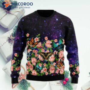 Butterfly-patterned Ugly Christmas Sweater