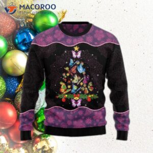 Butterfly-patterned Ugly Christmas Sweater