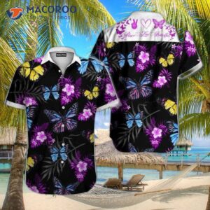 butterfly purple and blue hawaiian shirt 0