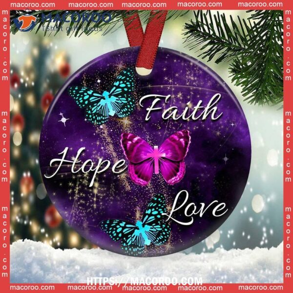 Butterfly Purple Faith Circle Ceramic Ornament, Hallmark Butterfly Ornament