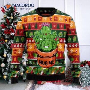 Cactus Hug Me Ugly Christmas Sweater