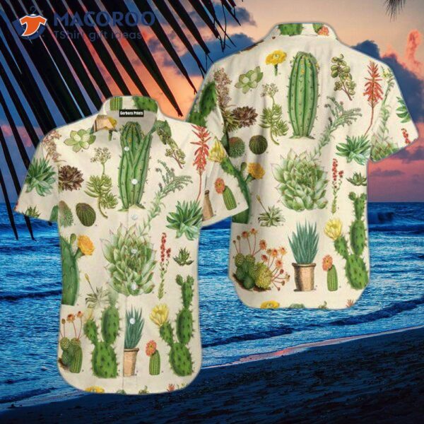 Cactus-printed Hawaiian Summer Shirts