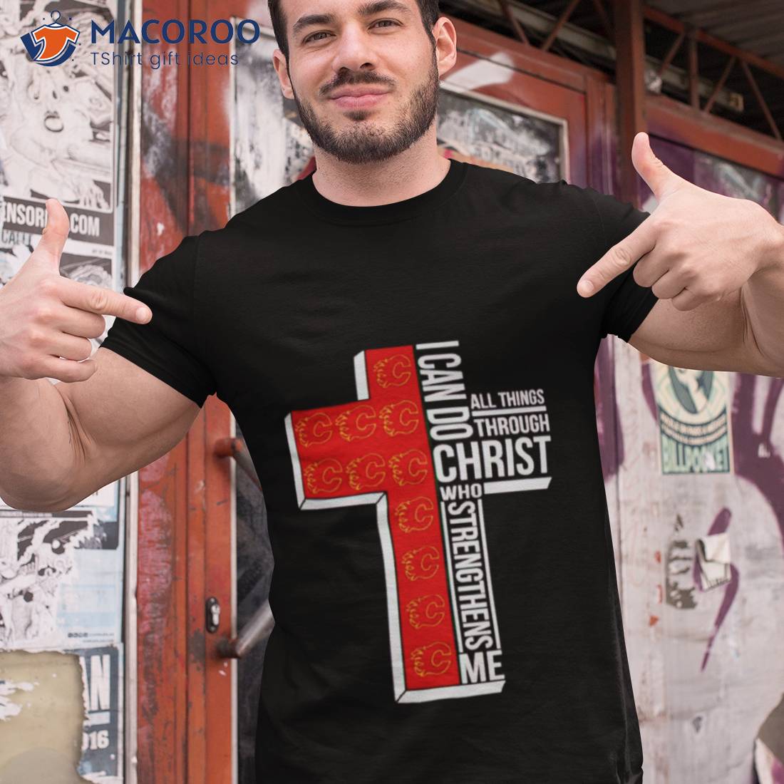Calgary Flames I Can Do All Things Through Christ Who Strengthens Me Cross Shirt Calgary Flames I Can Do All Things Through Christ Who Strengthens Me Cross Shirt