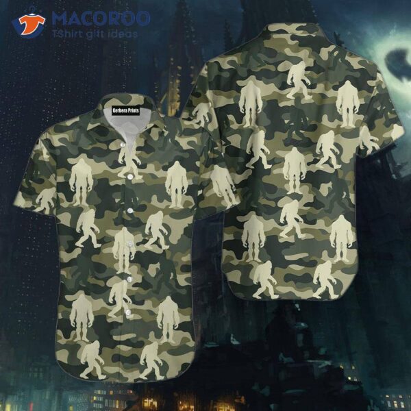 Camo Bigfoot Army Pattern Hawaiian Shirt
