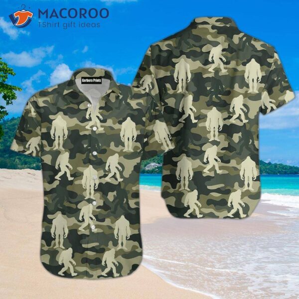 Camo Bigfoot Army Pattern Hawaiian Shirt