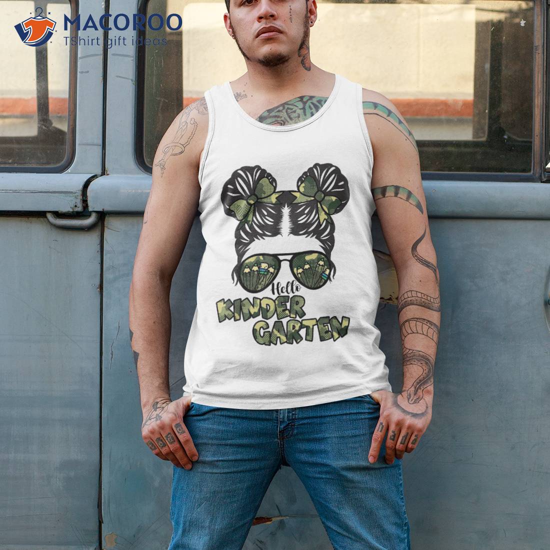 Camo Hello Kindergarten Back To School Teacher And Child Shirt Camo Hello Kindergarten Back To School Teacher And Child Shirt