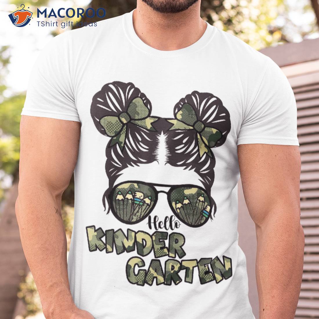 Camo Hello Kindergarten Back To School Teacher And Child Shirt Camo Hello Kindergarten Back To School Teacher And Child Shirt