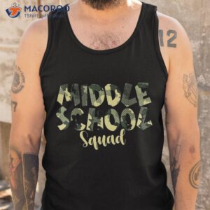 camo middle school squad back to teacher and child shirt tank top