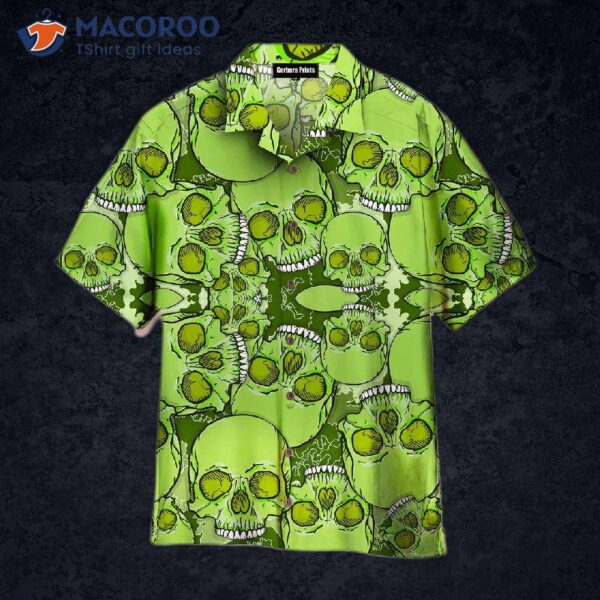 Camouflage Skulls Green Hawaiian Shirts