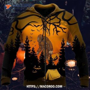 Camping Bigfoot Halloween All Over Print 3D Hoodie, Halloween Gifts For Teens
