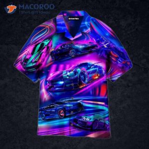 car neon rave and colorful racing hawaiian shirts 0
