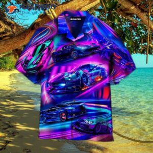 car neon rave and colorful racing hawaiian shirts 1