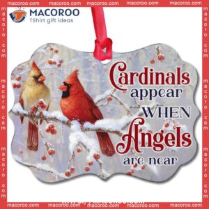 Cardinal Angels Are Near Memorial Metal Ornament, Cardinal Christmas Ornaments