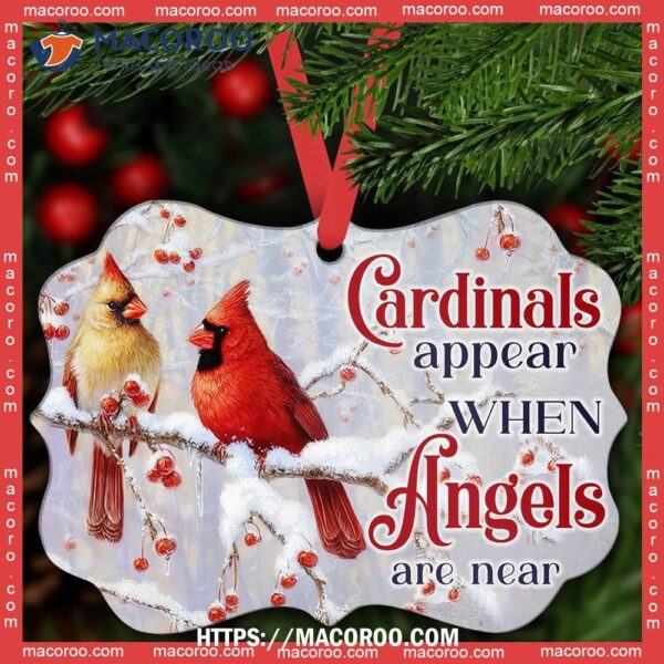 Cardinal Angels Are Near Memorial Metal Ornament, Cardinal Christmas Ornaments