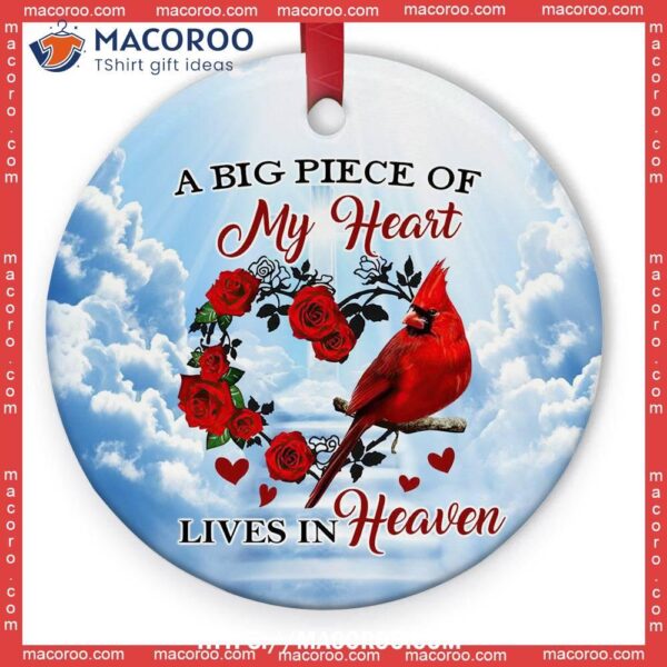 Cardinal Big Piece Of My Heart Circle Ceramic Ornament, Hallmark Cardinal Ornament