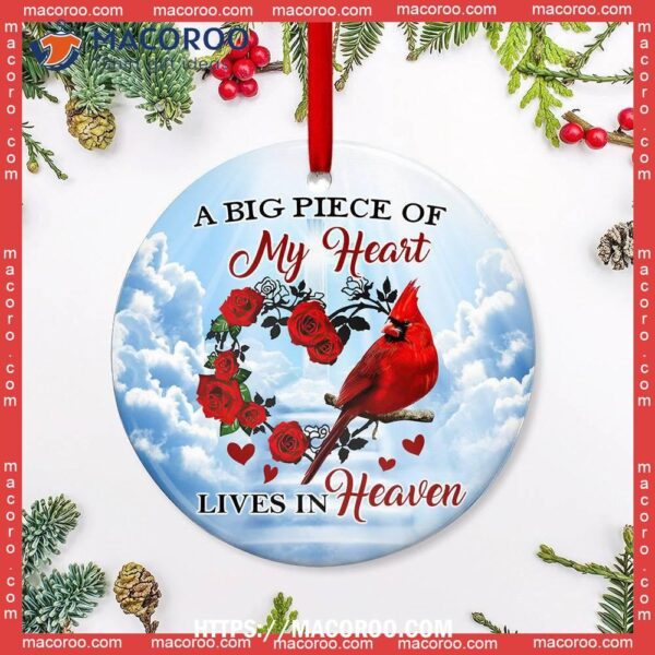 Cardinal Big Piece Of My Heart Circle Ceramic Ornament, Hallmark Cardinal Ornament