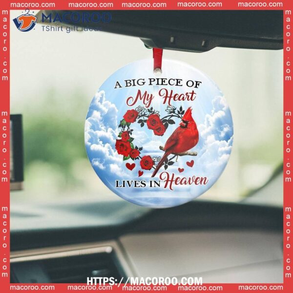 Cardinal Big Piece Of My Heart Circle Ceramic Ornament, Hallmark Cardinal Ornament