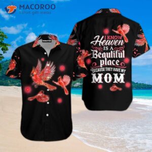 cardinal bird heaven pink and black hawaiian shirts 1