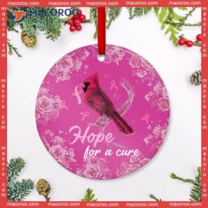 Cardinal Breast Cancer Hope Christmas Ceramic Ornament