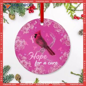 Cardinal Breast Cancer Hope Circle Ceramic Ornament, Hallmark Cardinal Ornament