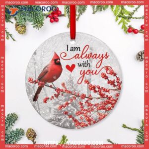cardinal i am always with you circle ceramic ornament red cardinal christmas decorations 0