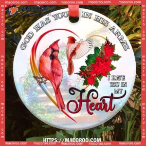 Cardinal I Have You In My Heart Circle Ceramic Ornament, Cardinal Christmas Tree