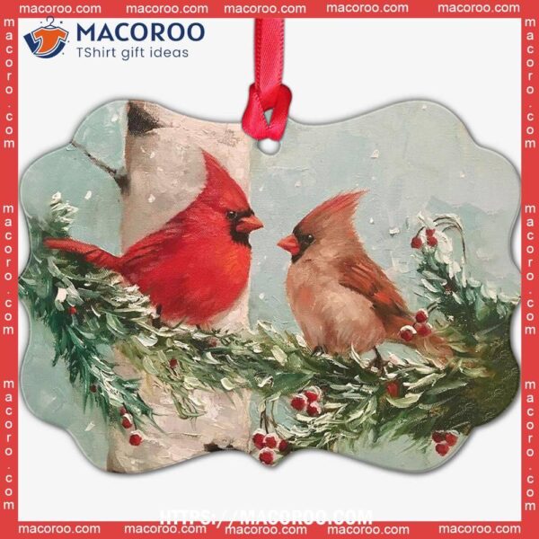 Cardinal Lover Couple Style Metal Ornament, Cardinal Bird Ornaments