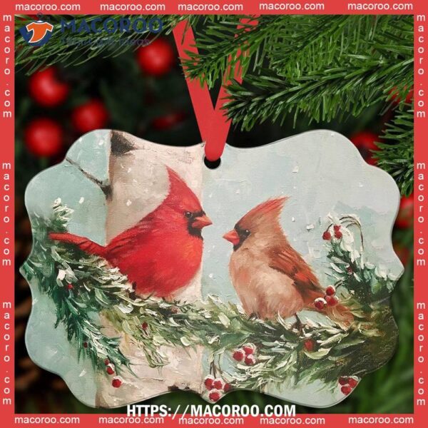 Cardinal Lover Couple Style Metal Ornament, Cardinal Bird Ornaments