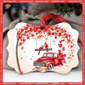 Cardinal Red Truck Lover Metal Ornament, Red Cardinal Christmas Tree