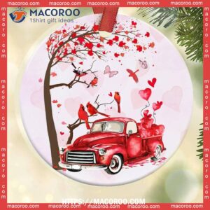 cardinal red truck style circle ceramic ornament cardinal christmas decorations 2