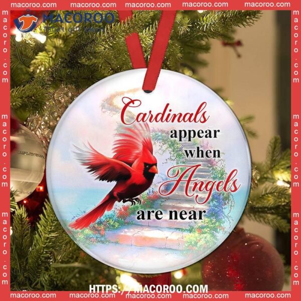 Cardinal When Angels Are Near Circle Ceramic Ornament, Cardinal Decorations