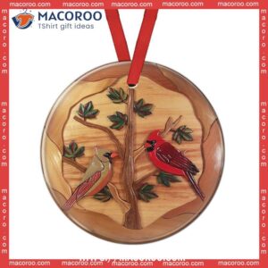 cardinal wooden love forever circle ceramic ornament cardinal christmas ornaments 0