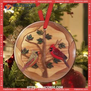 cardinal wooden love forever circle ceramic ornament cardinal christmas ornaments 1