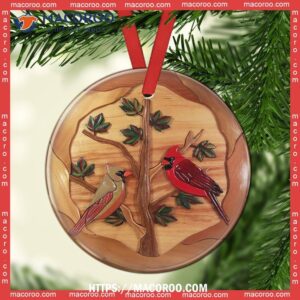 cardinal wooden love forever circle ceramic ornament cardinal christmas ornaments 2