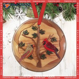 cardinal wooden love forever circle ceramic ornament cardinal christmas ornaments 3