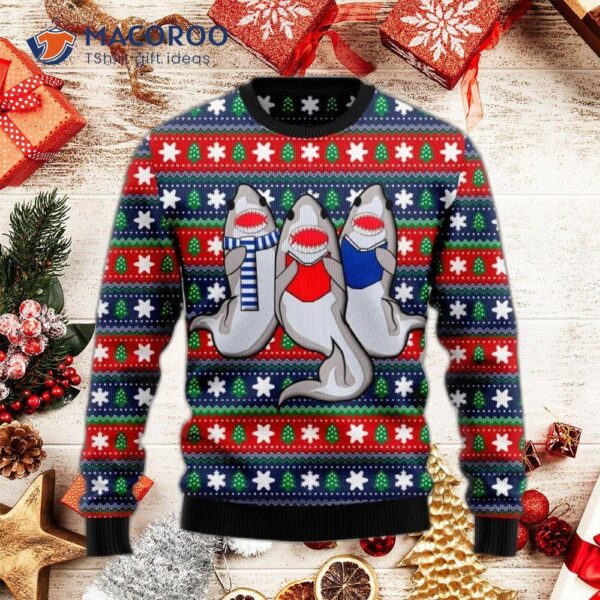 Caroling Sharks Ugly Christmas Sweater