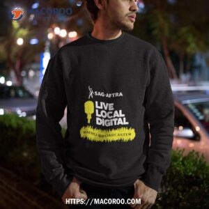 carolyn dur wearing sag aftra live local digital radio broadcaster shirt sweatshirt