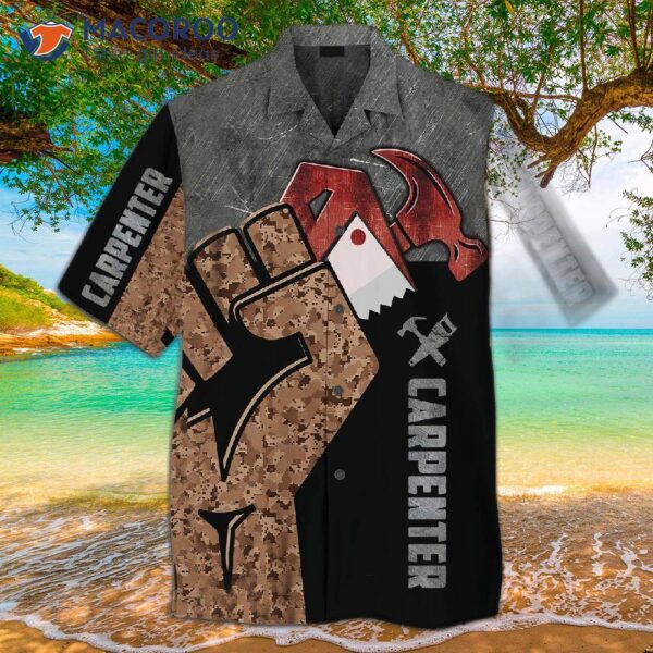 Carpenter Camo Icon Black Hawaiian Shirts