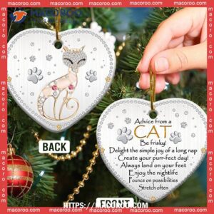 cat advice be frisky heart ceramic ornament cat christmas ornaments personalized 0